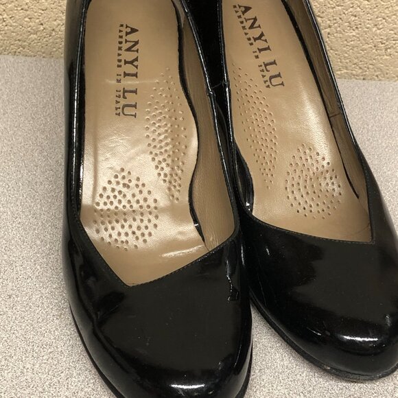 Anyi Lu Black Patent Leather Pump Ladies Size 38 1/2 - Picture 2 of 8